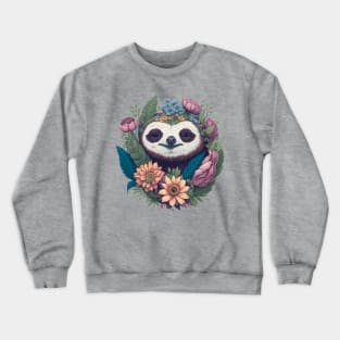 Cute Sloth face with flowers design for T-shirt, mugs, stickers, tote, pillows Crewneck Sweatshirt